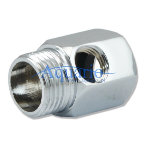 Chromowane przylacze 1/2 cala z podlaczeniem zaworu 1/4cala