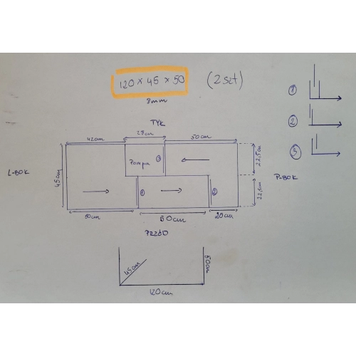 Sump zbiornik szklany 120x45x50cm
