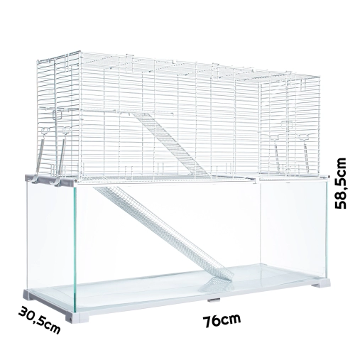 OiiBO Terrarium RAK13WST - szklana klatka piętrowa dla gryzoni 76x30x58cm