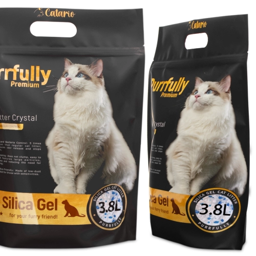 Catario Purrfully Premium - żwirek silikonowy dla kota 3,8L - 8 sztuk