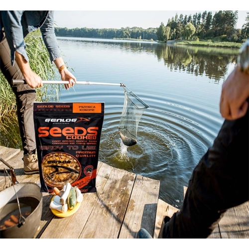 Genlog Cooked Seeds - ziarna wędkarskie, kukurydza pszenica - konopie 1l